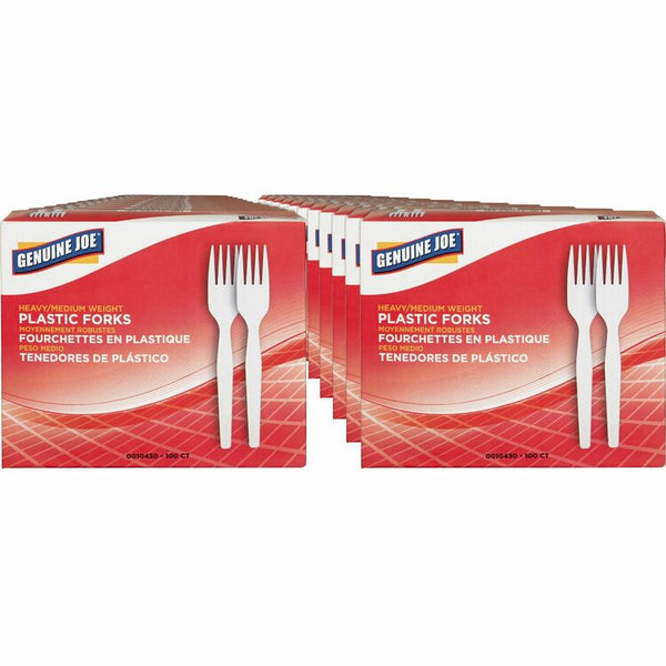 Genuine Joe Plastic Forks, Heavyweight, 100/CT, White (GJO0010430CT)