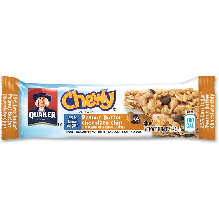Quaker Oats Chewy Granola Bar, Peanut Butter Chocolate Chip, 96/CT, Blue (QKR31184) Case of 96