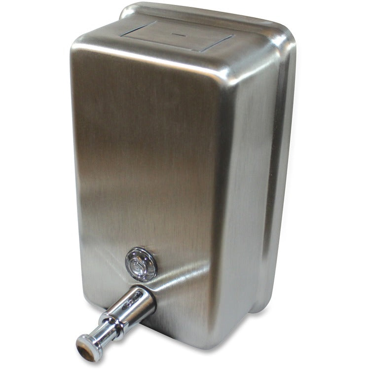 Genuine Joe Liquid Soap Dispenser, Vertical, 40oz Cap, Stainless Steel (GJO85134)