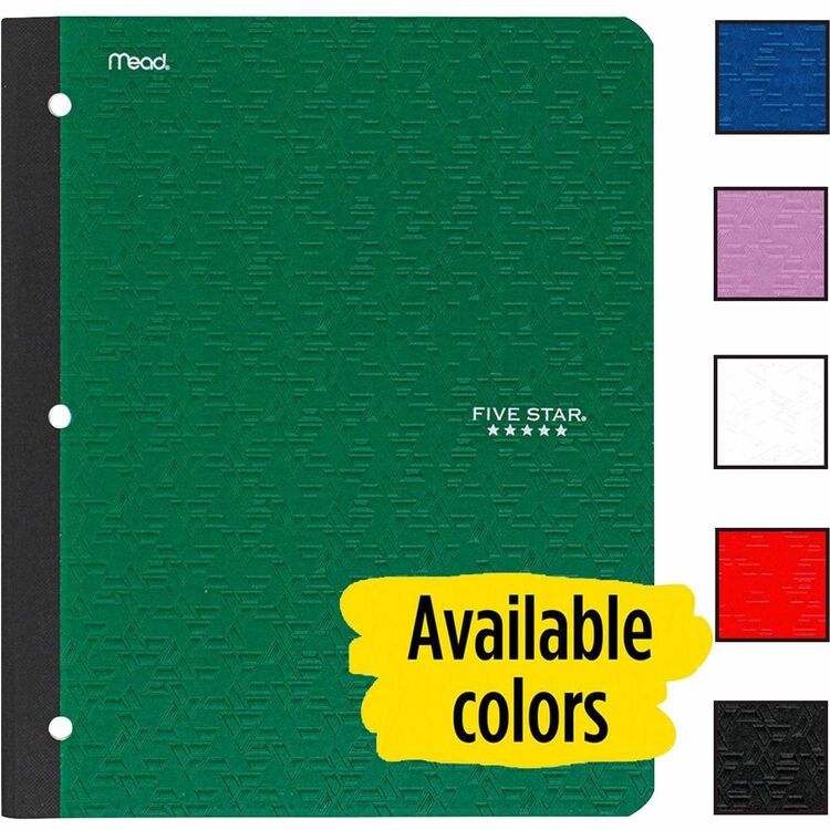 Five Star 1-Subject Wireless Notebook w/Pocket, 8-1/2" x 11", College Ruled, Assorted (MEA09294) Each