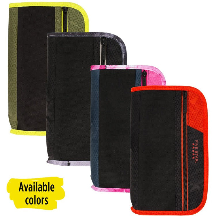 Five Star Zipper Pencil Pouch, Expandable Pocket, Ast (MEA50206) Each