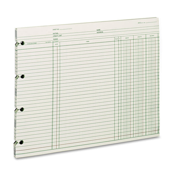 Wilson Jones® Accounting Sheets, 9.25 x 11.88, Green, Loose Sheet, 100/Pack (WLJGN2D) Pack of 100