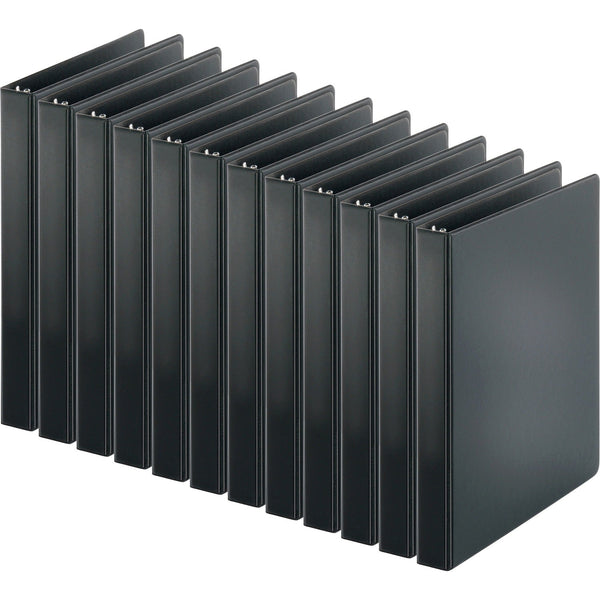 Business Source Round Ring Binder, 1" Capacity, 11"x8-1/2", 12/CT, Black (BSN09976CT) Case of 12