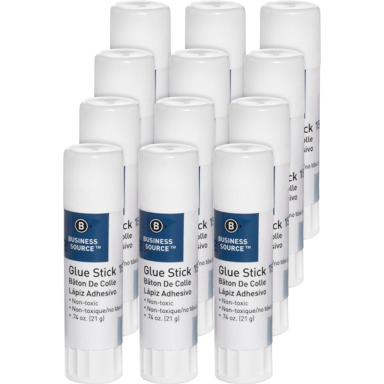 Business Source Glue Stick, Permanent, Acid-free, .74 oz., 12/PK, Clear (BSN15787PK) 1 Pack