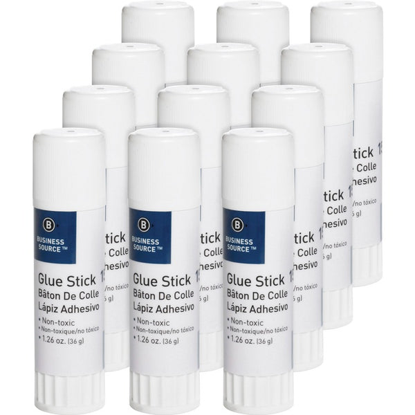 Business Source Glue Stick, Permanent, Acid-free, 1.26 oz., 12/PK, Clear (BSN15788PK) 1 Pack