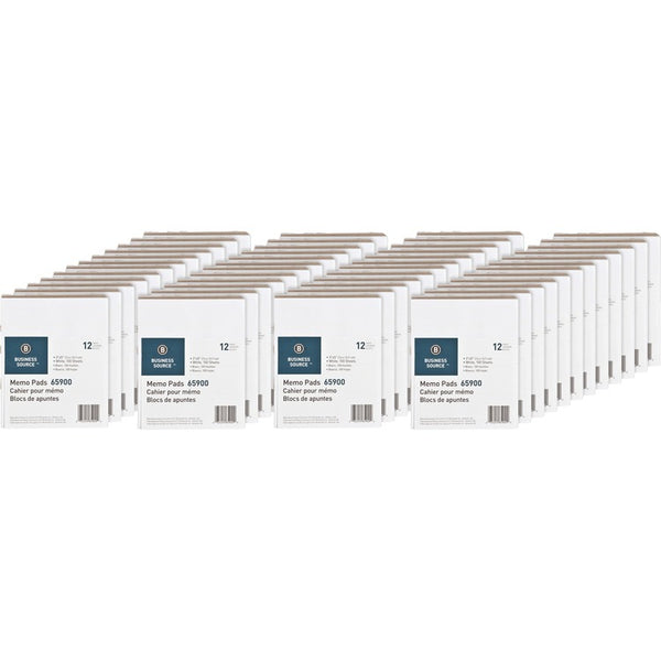 Business Source Memo Pads, Unruled, 15lb., 3"x5", 100 Sheets, 36/CT, White (BSN65900CT) Case of 12