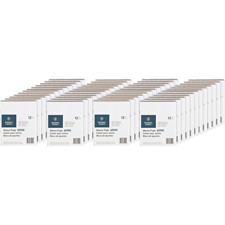 Business Source Memo Pads, Unruled, 15lb., 3"x5", 100 Sheets, 36/CT, White (BSN65900CT) Case of 12