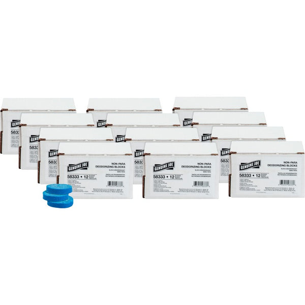 Genuine Joe Toss Blocks w/Blue Dye, Non-Para, 12BX/CT, Cherry Scent/Blue (GJO58333CT) Case of 144