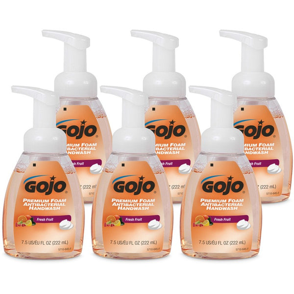 Gojo&reg; Premium Foam Antibacterial Hand Wash, Fresh Fruit Scent, 7.5 oz Pump, 6/Carton (GOJ571006CT) Case of 6