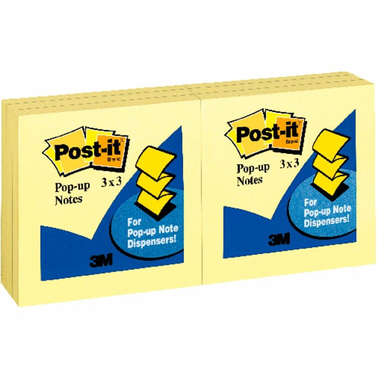 Post-it&reg; Original Pop-up Notes, 100 Sheets/Pad, 3"x3", 12PD/PK, YW (MMMR330YWPK) Pack of 100