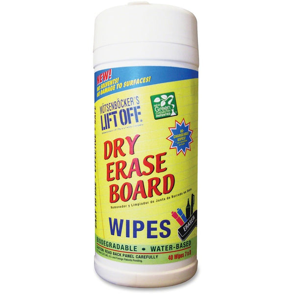 M÷tsenb÷cker's Lift Off Dry Erase Board Cleaner Wipes, 7"x12", White (MOT42703EACH) Each