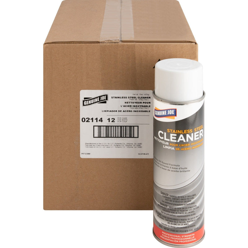 Genuine Joe Stainless Steel Cleaner/Polish, Aerosol Can, 15 oz., 12/CT (GJO02114CT) Case of 12