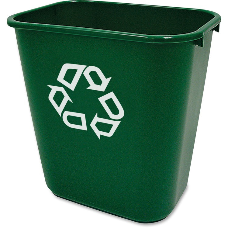 Rubbermaid Commercial Deskside Paper Recycling Container, Rectangular, Plastic, 7 gal, Green (RCP295606GN) Case of 12