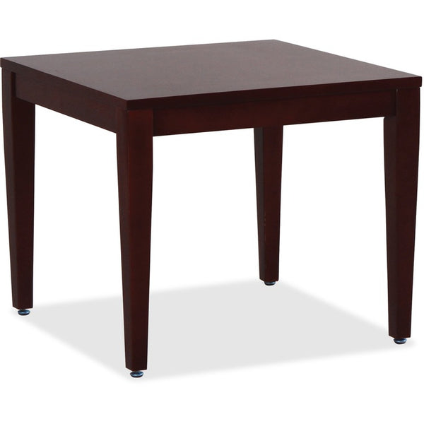 Lorell Wood Corner Table, 23-3/5" x 23-3/5" x 20", Mahogany (LLR59543)
