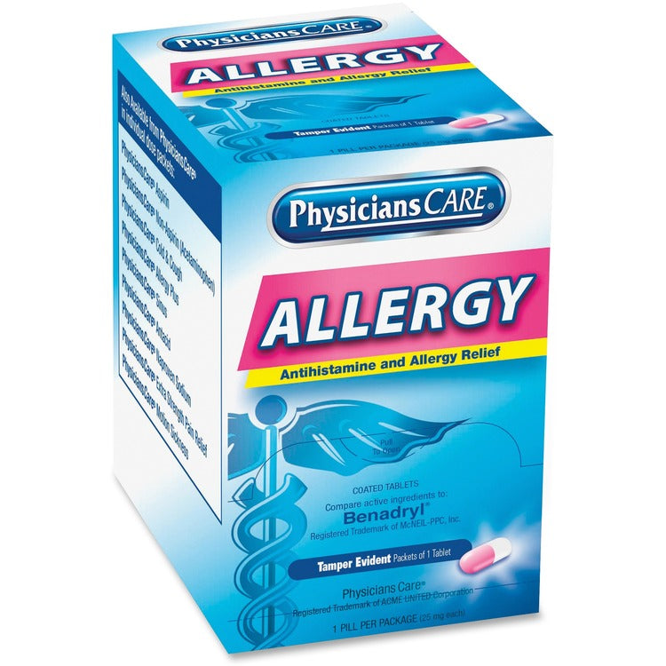 PhysiciansCare Allergy Reflief Tablet Packets, 50/BX, Blue (ACM90036)