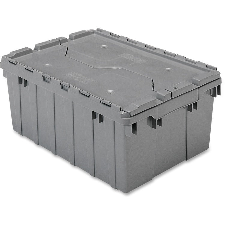 Akro-Mils Attached Lid Container, 8-1/2 Gal, Gray (AKM39085GREY)