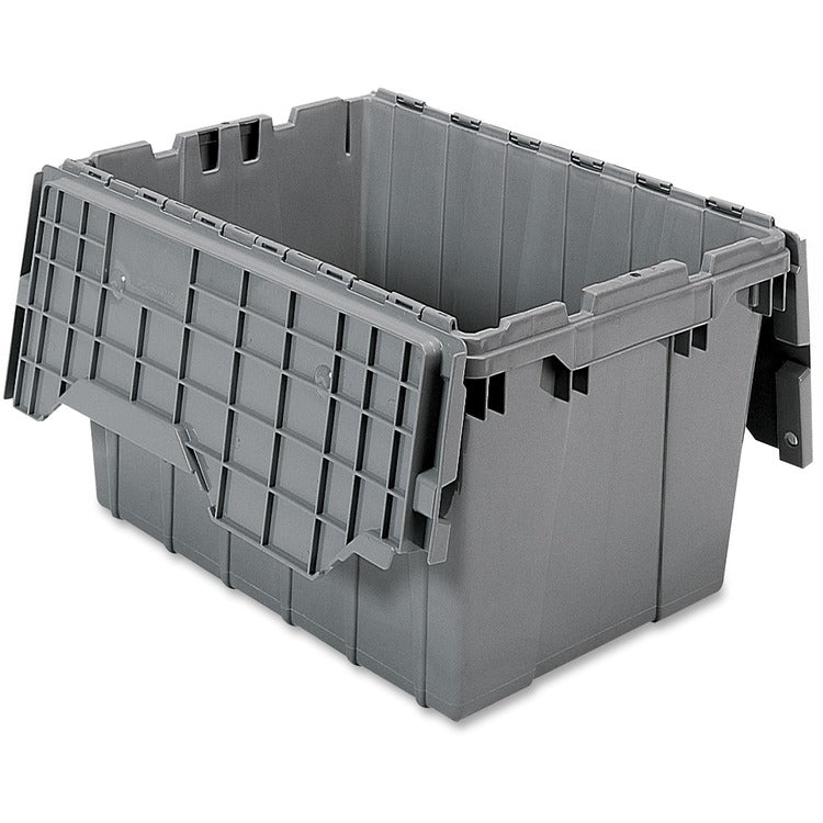 Akro-Mils Attached Lid Container, 12 Gal, Gray (AKM39120GREY)