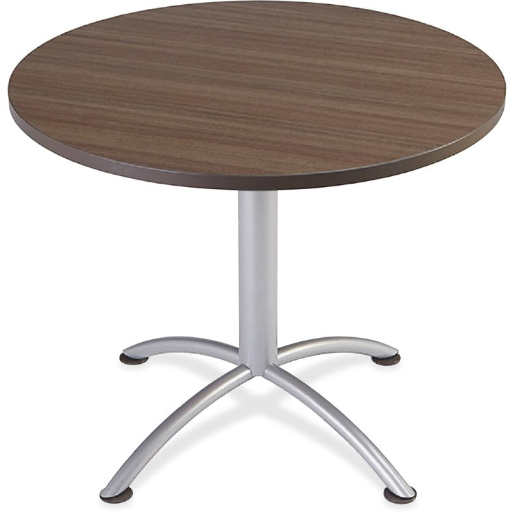 Iceberg iLand Table, Contour, Round Seated Style, 36" dia. x 29", Natural Teak/Silver (ICE69717) Each