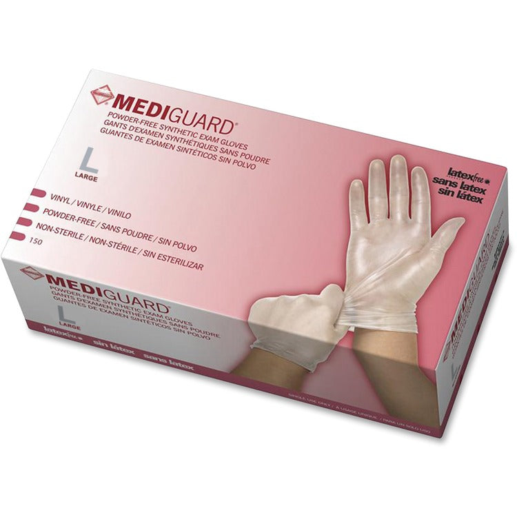 Medline Vinyl Exam Gloves, Powder Free, Large, 150/BX, Clear (MII6MSV513)