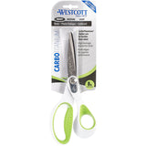 Westcott CarboTitanium Bonded Scissors, 8" Overall Length, 3.25" Cut Length, Straight White/Green Handle (ACM16447) Each