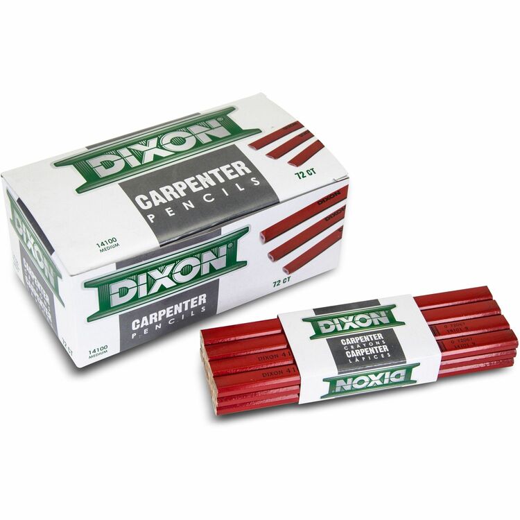 Dixon Flat Carpenter Pencil, Medium, 6/DZ, Red (DIX14100) 1 Dozen