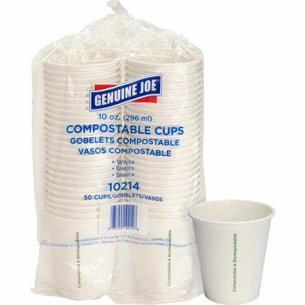 Genuine Joe Compostable Cups, 10oz., 20/PK, White (GJO10214)