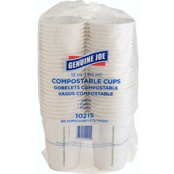 Genuine Joe Compostable Cups, 12oz., 20/PK, White (GJO10215)