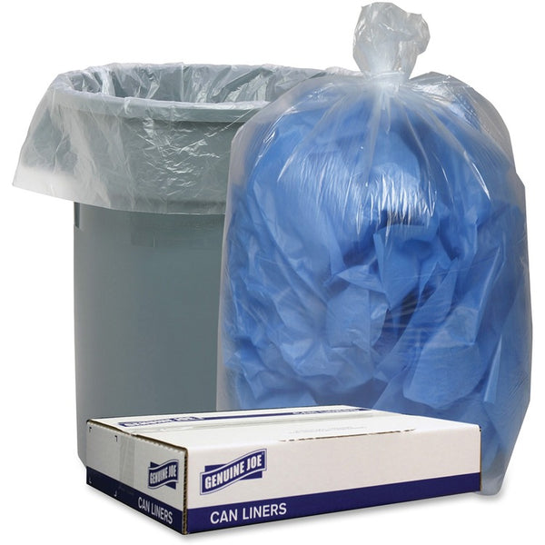 Genuine Joe Can Liners, 1.1mil/LD, 33" x 39", 100/CT. Clear (GJO29125)