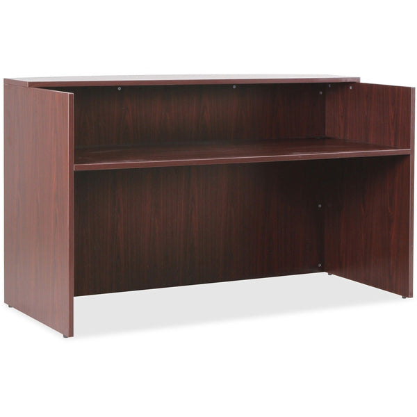 Lorell Reception Desk, 35-2/5" x 71" x 42-1/2", Mahogany (LLR59582)