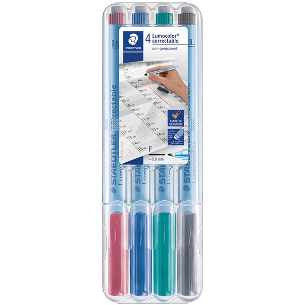 Lumocolor Correctable Marker Pen, .6mm, Non-Permanent, Ast (STD305FWP41) 1 Set