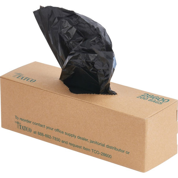 Tatco Dog Waste Bags, Open-Face, 0.5 gal, 8" x 13", Black, Perforated Roll, 200 Bags/Roll, 10 Rolls/Carton (TCO28600) Case of 2000