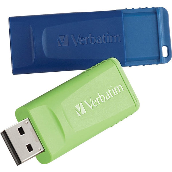 Microban USB Flash Drives, Retractable, Secure, 16GB, 2/PK, Assorted (VER98713)