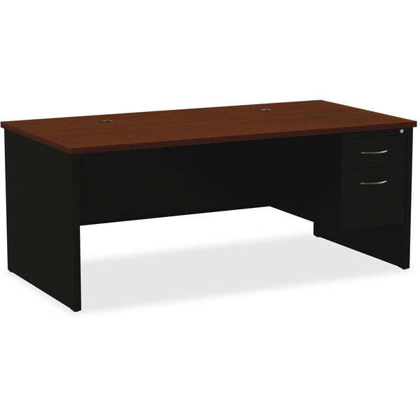 Lorell Right Pedestal Desk, 36" x 72", Black/Walnut (LLR79143)