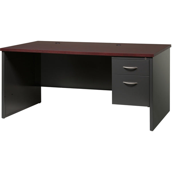 Lorell Right Pedestal Desk, 30" x 66", Black/Walnut (LLR79145)