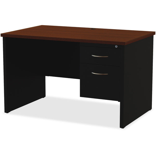 Lorell Right Pedestal Desk, 30" x 448", Black/Walnut (LLR79147)