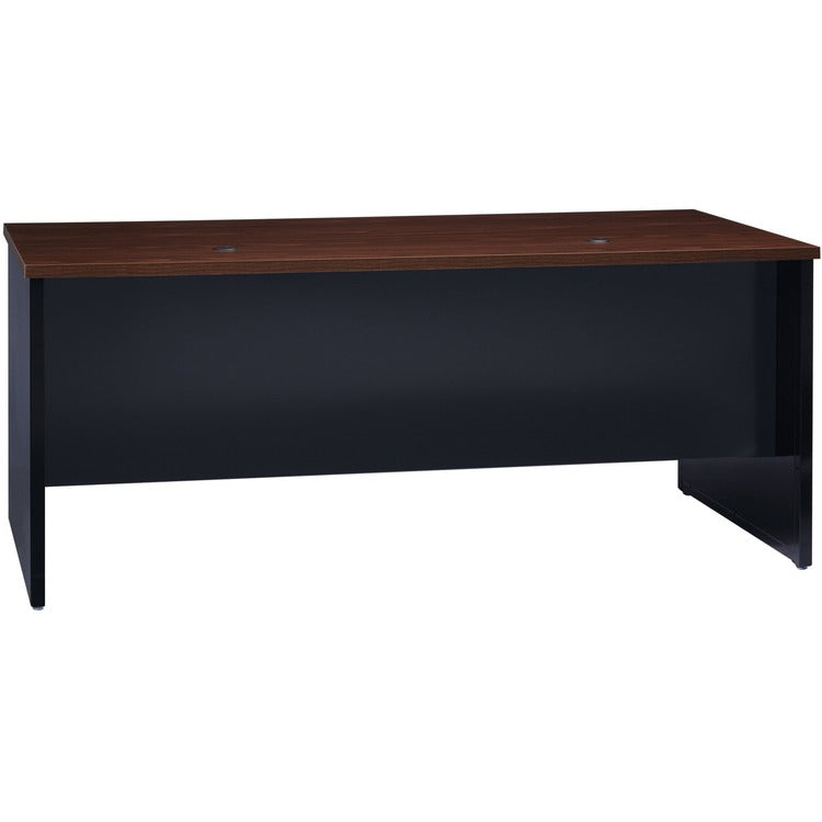 Lorell Left Pedestal Desk, 36" x 72", Black/Walnut (LLR79149)