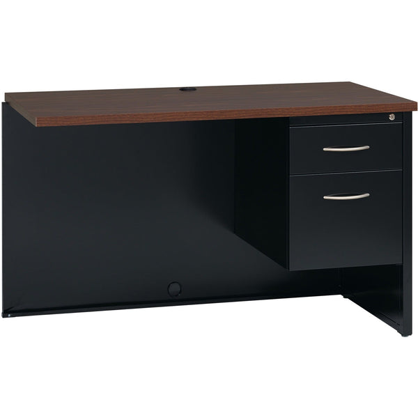 Lorell Right Return Desk, 24" x 48", Black/Walnut (LLR79153)