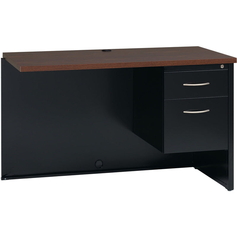 Lorell Right Return Desk, 24" x 48", Black/Walnut (LLR79153) Each
