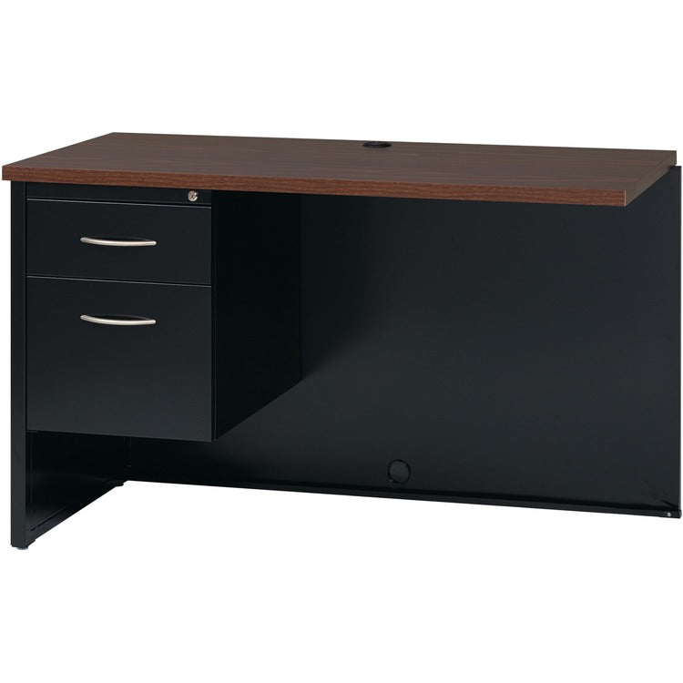 Lorell Left Return Desk, 24" x 48", Black/Walnut (LLR79155) Each