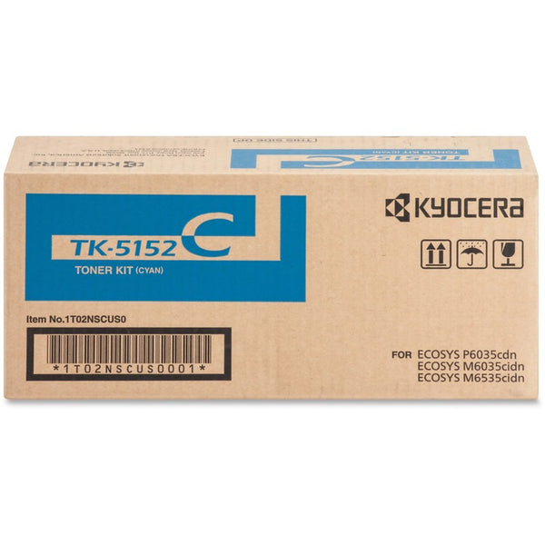 Kyocera Toner Cartridge f/6035/6535, 10,000 Page Yield, Cyan (KYOTK5152C) Each