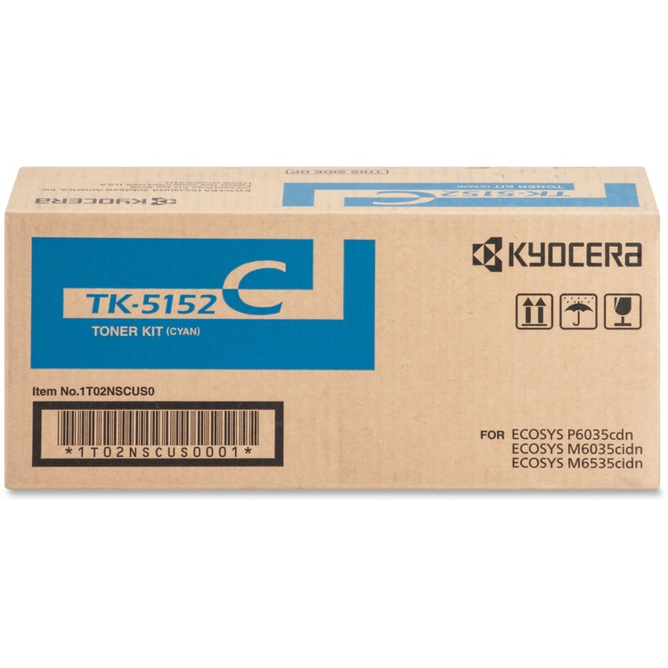 Kyocera Toner Cartridge f/6035/6535, 10,000 Page Yield, Cyan (KYOTK5152C) Each