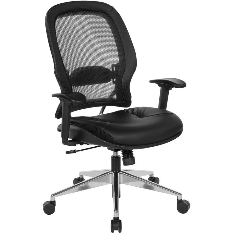 Office Star Professional Air Grid Back Chair - Black Bonded Leather Seat - Black Back - 5-star Base - Metal - Armrest (OSP335E37P918P) Each