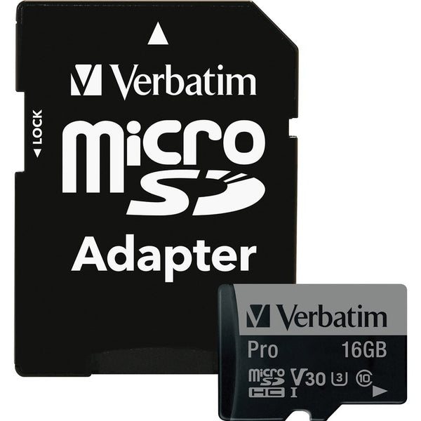 Verbatim Memory Card, microSDHC, w/Adapter, 16GB (VER47040)