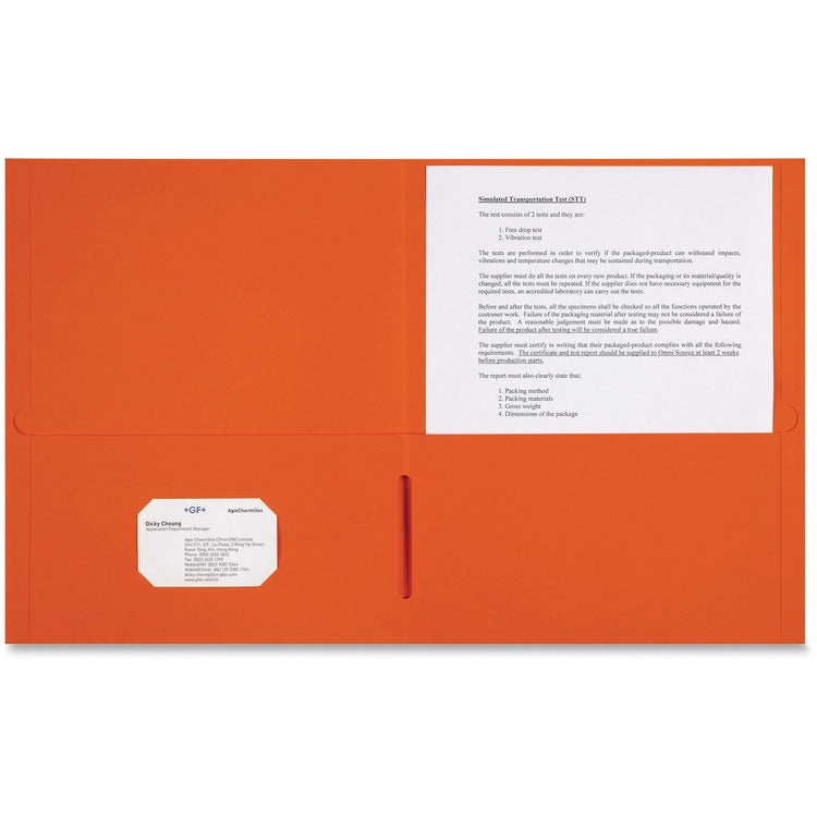 Sparco 2-Pocket Portfolio, 25/BX, Bright Orange (SPR78551)