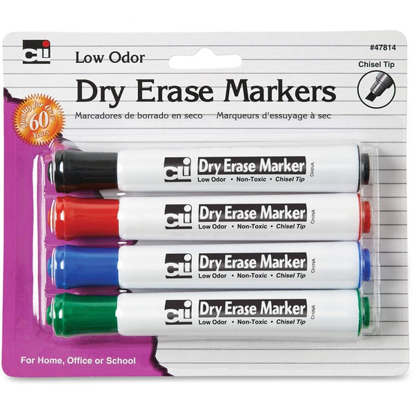 CLI Dry Erase Markers, Chisel Tip, Ast (LEO47814)