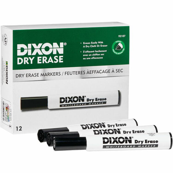 Ticonderoga Dry-Erase Markers, Wedge Tip, 12/DZ, Black (DIX92107) 1 Dozen