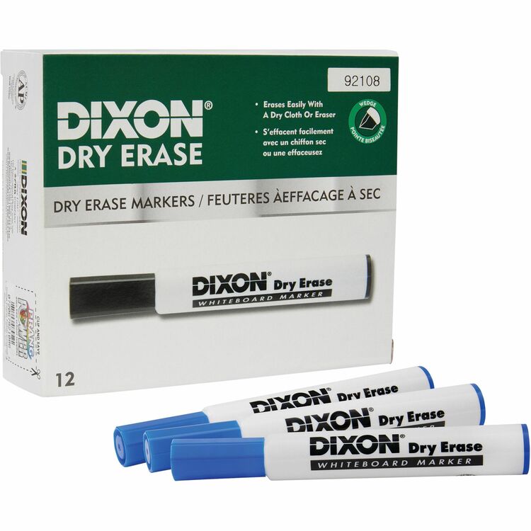 Ticonderoga Dry-Erase Markers, Wedge Tip, 12/DZ, Blue (DIX92108) 1 Dozen