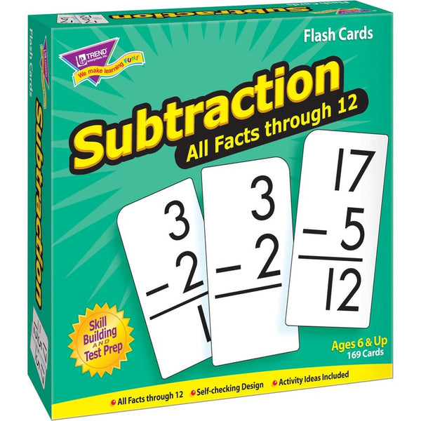 Trend Flash Card, Subtraction, 3"Wx6"H, 169 CD/BX, MI (TEP53202) Box of 169
