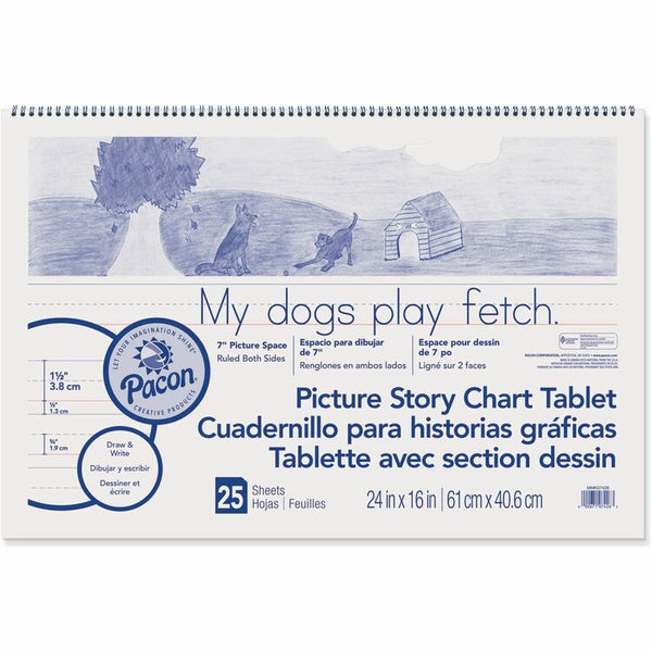 Pacon Picture Story Chart Tablet, 24" x 16", Ruled Pages, 20 Sheets (PACMMK07426) Each