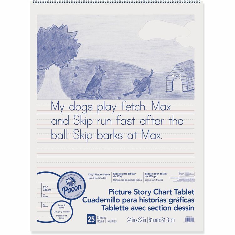 Pacon Picture Story Chart Tablet, 24" x 32", 1-1/2" Rld, 25/Sheets, WE (PACMMK07430) Each